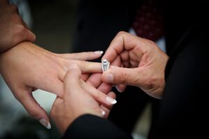 putting on a wedding ring